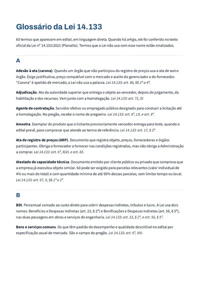 Glossário da Lei 14.133